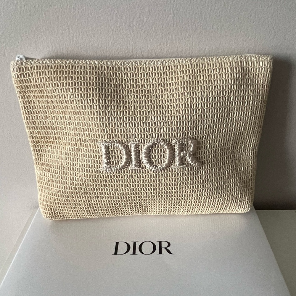 Dior Raffia Cosmetic bag pouch